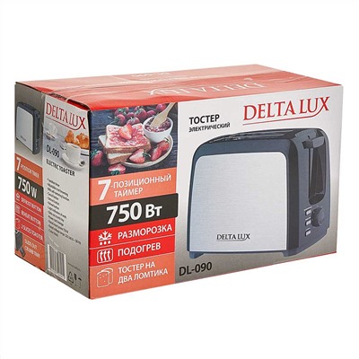 Тостер 750 Вт DELTA LUX DL-090 черный