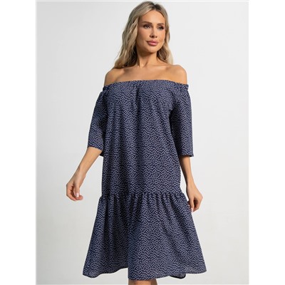 Платье с поясом Дафна (синее) П15523-8М