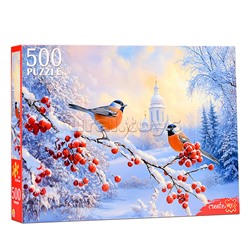 Пазлы 500 "Снегири на ветке"