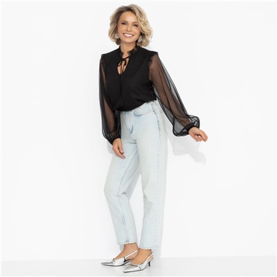 Блуза с акцентными рукавами, Вечная привилегия (блеск)