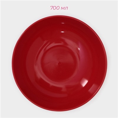 Тарелки Доляна «Красный горох», 18 предметов: 6 тарелок d=19 см, 6 тарелок d=27 см, 6 мисок d=19 см, керамика, красные