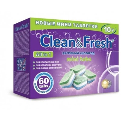 Lotta Таблетки для ПММ All in 1 mini tabs 60шт  по 10г (Clean&Fresh)