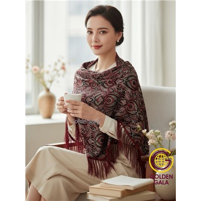 Косынка теплая на флисовой подкладке с бахромой Арт 2347/2