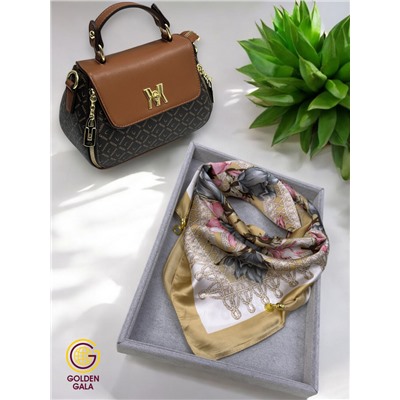 Платок на шею с украшением шелковый Арт 2530/01