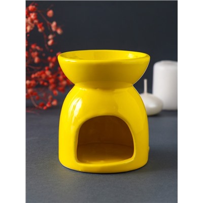 Аромалампа для эфирных масел «Стрекоза на цветке», керамика, жёлтая, 7.2×7.2×8.3 см