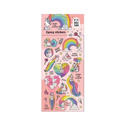 Наклейки гелевые MESHU "Rainbow unicorn", 10*23 см, пакет европодвес