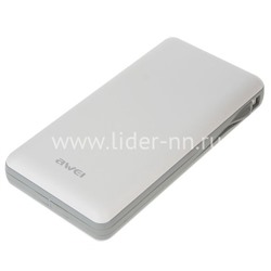 Портативное ЗУ (Power Bank) 20000mAh (AWEI P62K) USB/Micro/ip5/Type-C/2.4A (белый)