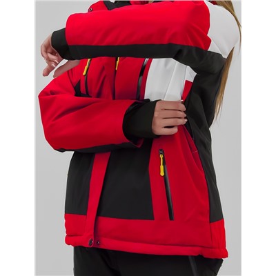 Горнолыжная куртка женская зимняя красного цвета 7081Kr