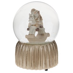 Фигурка декор в стекл шаре "Дед Мороз на лошадке" (муз с ключ), D 9 см, L9,5 W9,5 H14 см