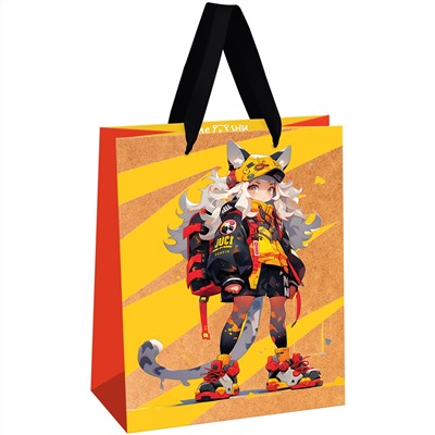 Пакет подарочный 18*23*10см MESHU "Cat girl" крафт MS_61627/12/Китай