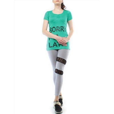 1215 GREEN/GRAY Спортивный костюм для фитнеса женский (90% вискоза, 10% лайкра)
