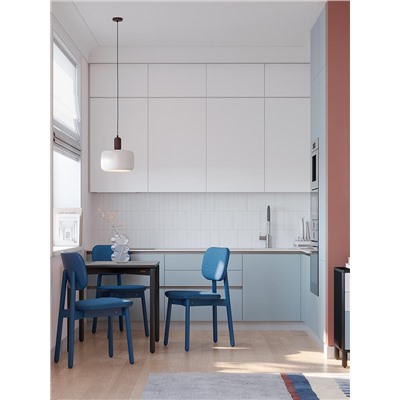 Стул с обивкой Saga, рогожка, синий