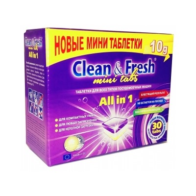 Таблетки для ПММ Clean&Fresh Allin1 mini tabs, 30 шт.