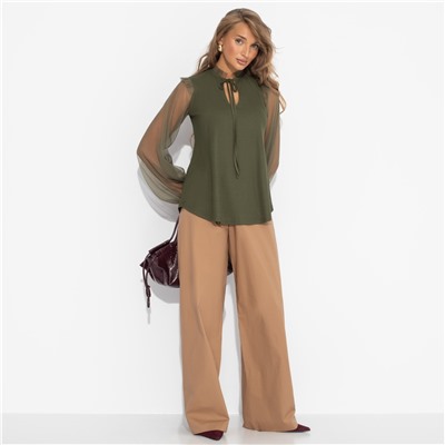 Блуза в мелкий рубчик, Вечная привилегия (зелёная)