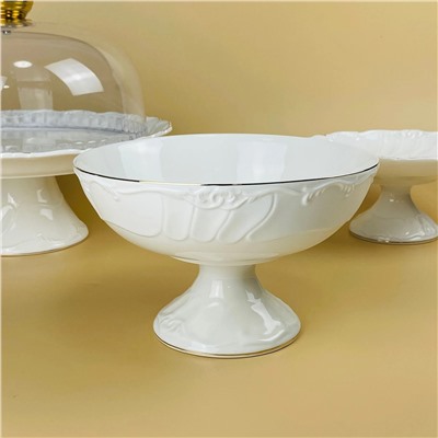 109-254 Фруктовница 20х12см на ножке КРОКУС ЗОЛОТО в под.уп.(х6)Фарфор