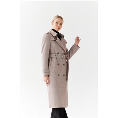 Пальто женское демисезонное 25797 (коричневый/ёлочка)