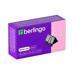 Зажимы для бумаг 25мм, Berlingo, 12шт., черные, картонная коробка