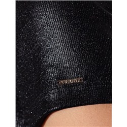 Футболка облегающая из хлопка в рубчик с V вырезом и матовым покрытием металлик