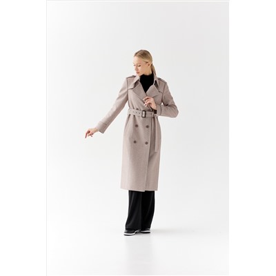 Пальто женское демисезонное 25797 (коричневый/ёлочка)