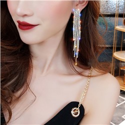 Серьги со стразами длинные висячие вечерние, MB15