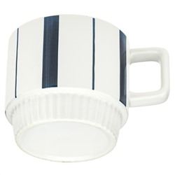 Кружка фарфоровая "Геометрия-2" "Полоски" 320мл, д8,9см h8см, матовая глазурь, с деколью, цвет - белый, д/горла 8,5см, д/основания 6,9см, в коробке (Китай)
