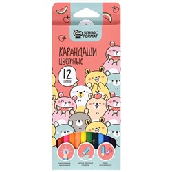Карандаши 12цв Schoolformat МИЛЫЕ МЕДВЕЖАТА шестигран дерев КЦ12-ММД/12/Россия