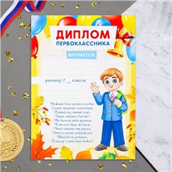 Диплом на 1 сентября «Первоклассника!», 21×29 см