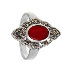Кольцо 'Леди' с сердоликом и марказитами ТПКН.285СД0.98
