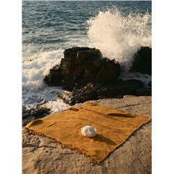 Плед из шерсти цвета охры из коллекции Essential, 130х180 см