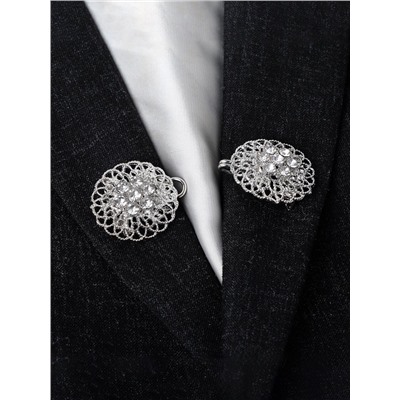 Зажим для кардигана «Кружево», цвет белый в серебре