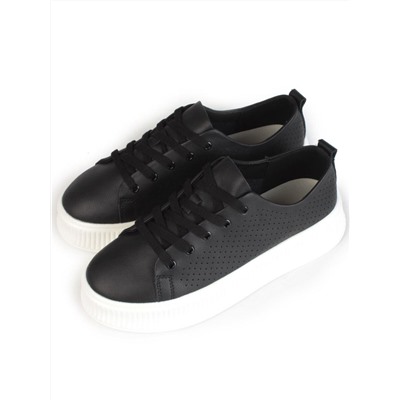 05-PDXL155-5 BLACK Кроссовки женские (натуральная кожа)