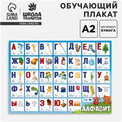 Обучающий плакат «Изучаем алфавит», А2