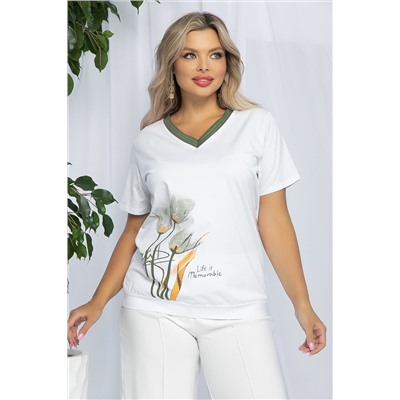 Блуза Лотус (бело-оранжевая) Б13160-20М