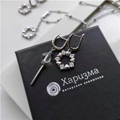 Серьги с горным хрусталём и прозрачным цирконом