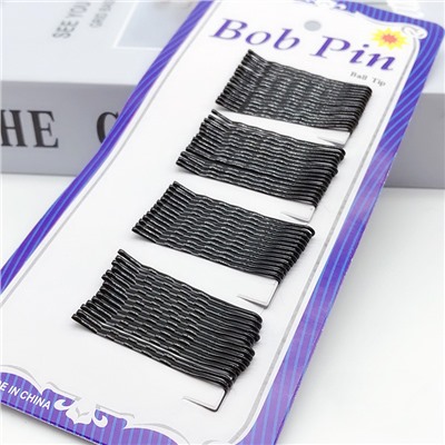 Невидимки для волос 60 шт. 6 см. Черные