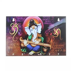 Ключница с Ганешей, Multicolor Lord Ganesha Theme Wooden Key Holder with 6 Hooks, произв.eCraftIndia