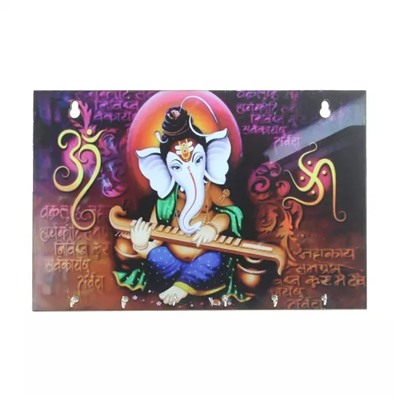 Ключница с Ганешей, Multicolor Lord Ganesha Theme Wooden Key Holder with 6 Hooks, произв.eCraftIndia