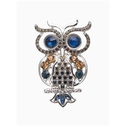 Брошь «Филин», цвет сине-золотой в серебре