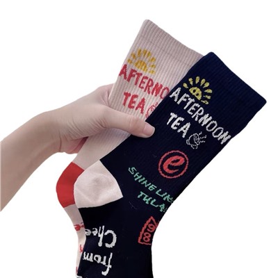 Genuine design cotton knee socks for men and women, mid-length, internet celebrity