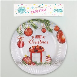 Тарелка бумажная одноразовая «С Новым Годом», набор 6 шт.