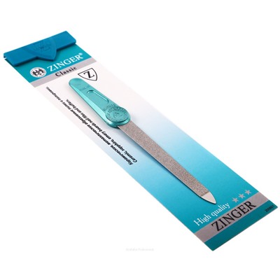 Zinger Пилка для ногтей металлическая с алмазным напылением / Classic FB-40(6") blue emb. logo №3, голубой
