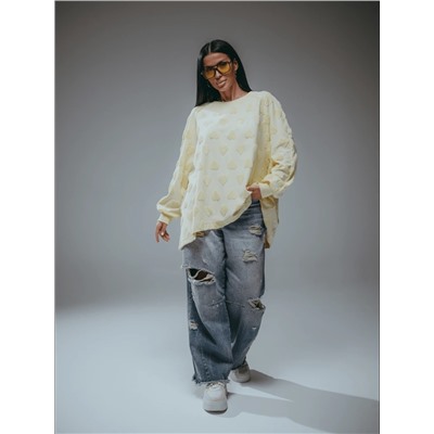 Свитшот Ребекка махра сердца сливочное масло Лт