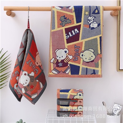 Gauze soft breathable towel for face, with little bears, wholesale