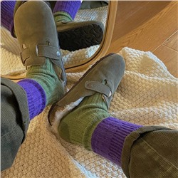 Brand demi-season velvet woolen retro keep warm socks, increased thickness, internet celebrity, mid-length