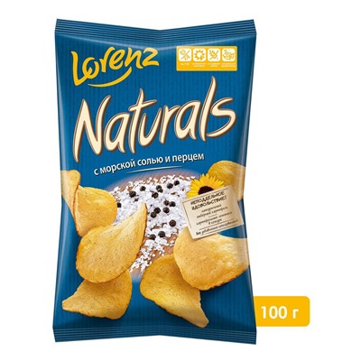 Картоф.чипсы Naturals с морской солью и перцем 100гр.1/25