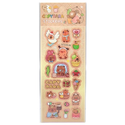 Наклейки бумажные "Капибара", 18.5*7 см, mix