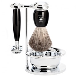 Muhle VIVO 4-tlg. Rasierset, Hobel, Griffe Edelharz schwarz  ВИВО 4 шт. Бритвенный набор, рубанок, ручки из высококачественной смолы черного цвета
