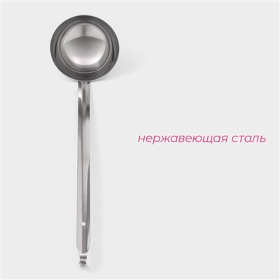 Половник Доляна Everyday, 250 мл, 44×10.5 см, нержавеющая сталь, серебристый