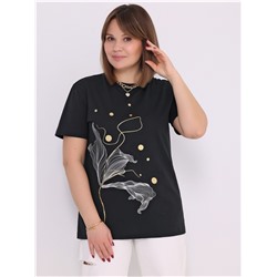футболка 1ЖДФК3298001; черный / Ночной цветок