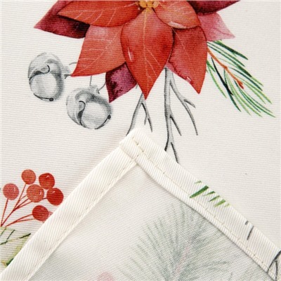 Фартук новогодний «Этель» Christmas red flowers 60×70 см, 100% хл, саржа 190 г/м²